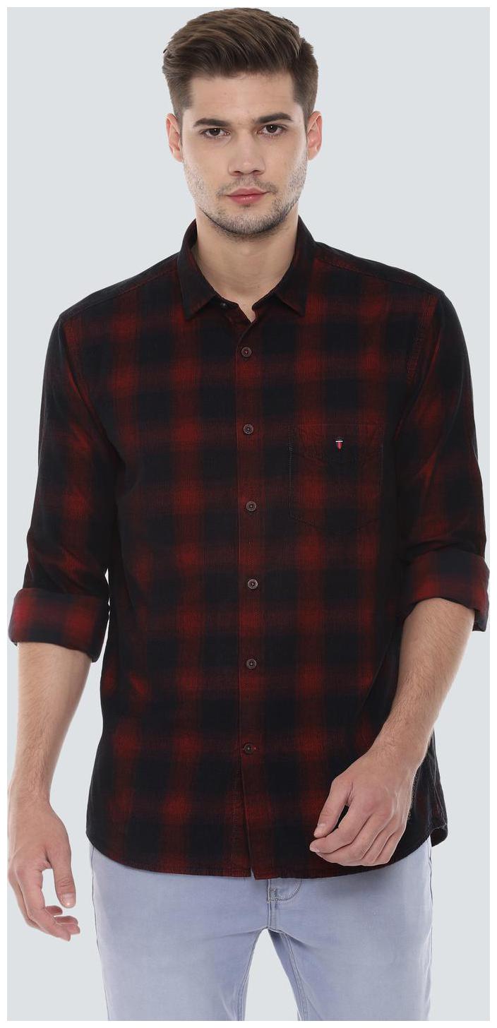 

Louis Philippe Men Blue Red Checked Super Slim Fit Casual Shirt