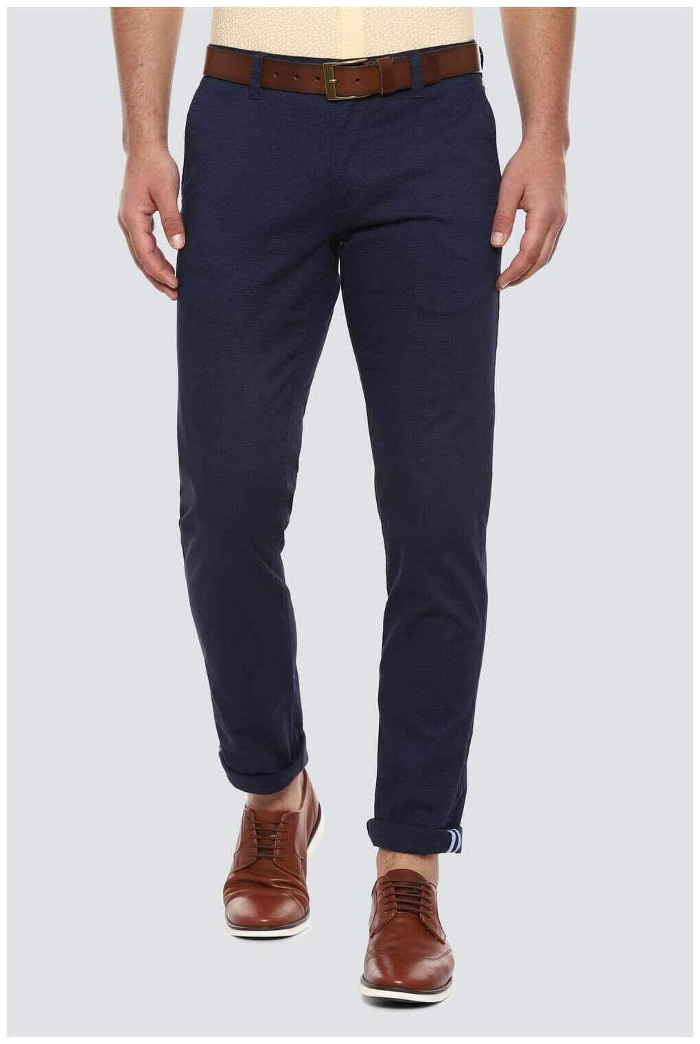 

Louis Philippe Men Blue Solid Slim fit Regular trousers