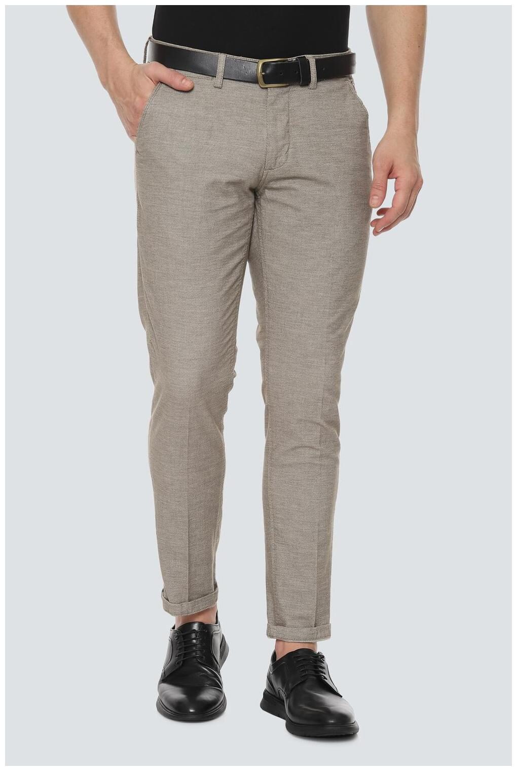 

Louis Philippe Men Grey Textured Slim fit Regular trousers