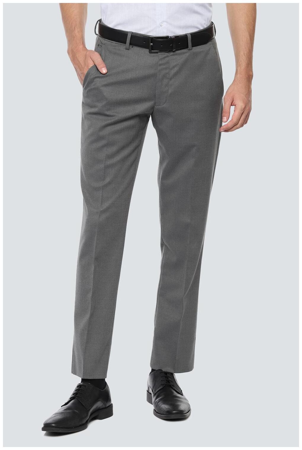 

Louis Philippe Men Textured Slim Fit Formal Trouser - Grey