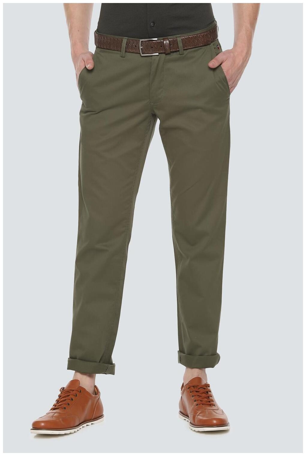 

Louis Philippe Men Green Textured Slim fit Regular trousers
