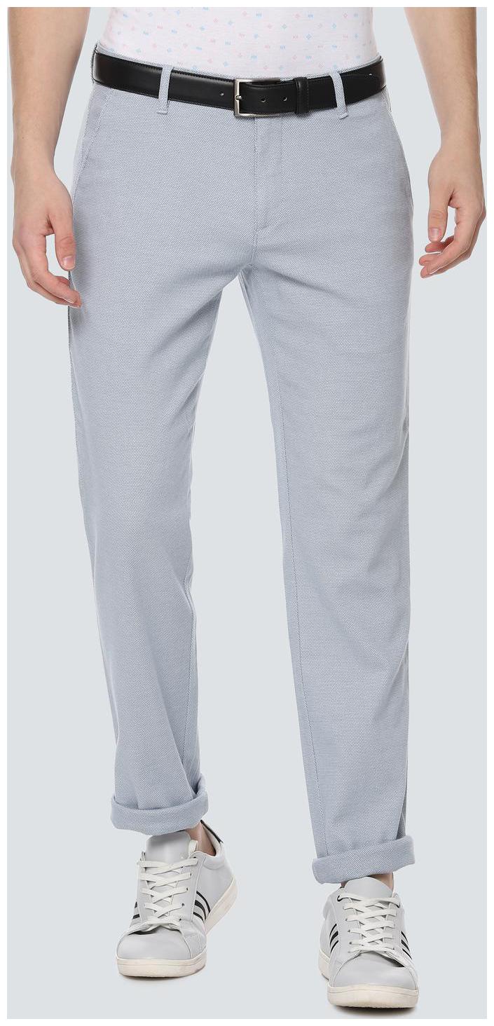 

Louis Philippe Men Grey Textured Slim fit Regular trousers