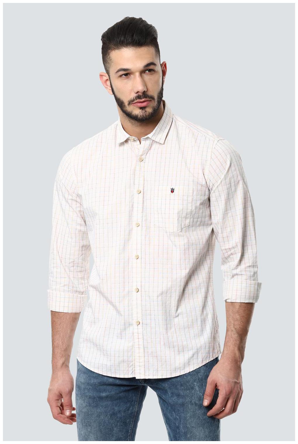 

Louis Philippe Men White Checked Slim Fit Casual Shirt