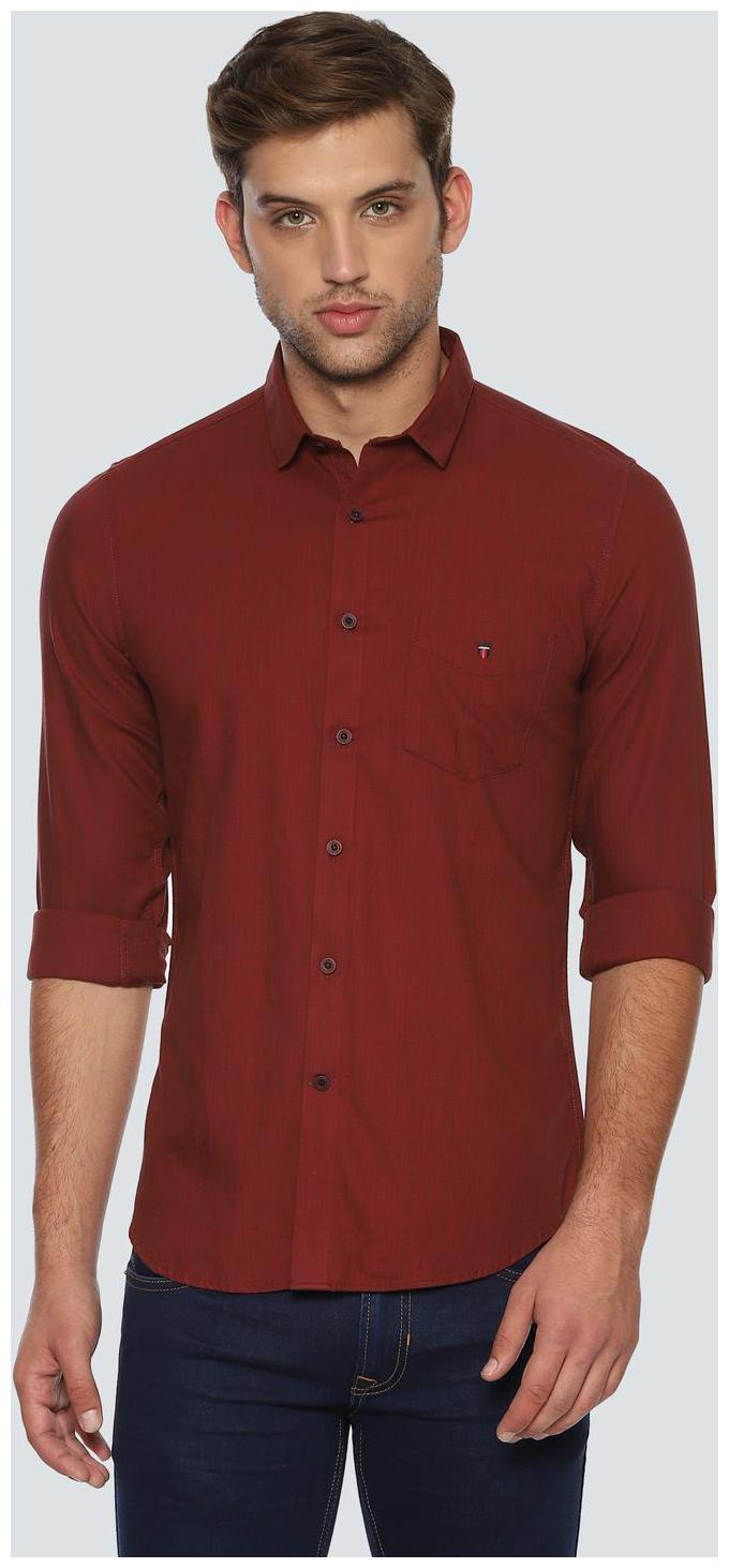 

Louis Philippe Men Maroon Vertical Stripes Super Slim Fit Casual Shirt