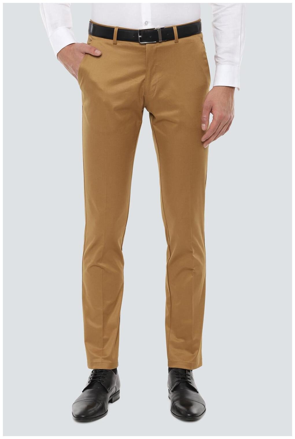 

Louis Philippe Men Solid Slim Fit Formal Trouser - Beige