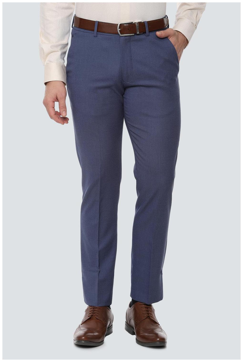 

Louis Philippe Men Textured Slim Fit Formal Trouser - Blue