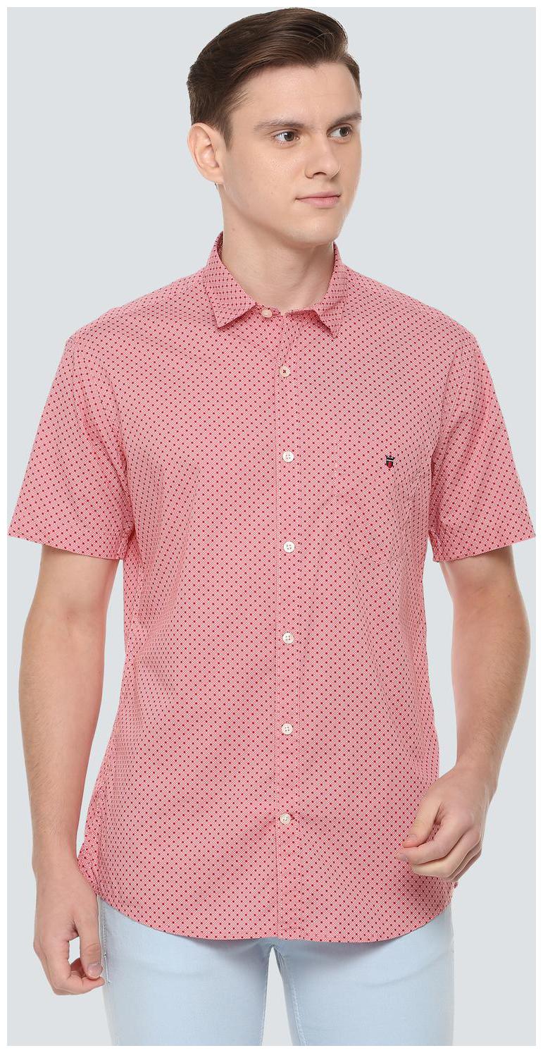 

Louis Philippe Men Pink Printed Slim Fit Casual Shirt