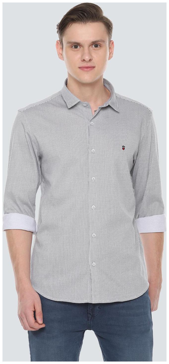 

Louis Philippe Men White Checked Super Slim Fit Casual Shirt