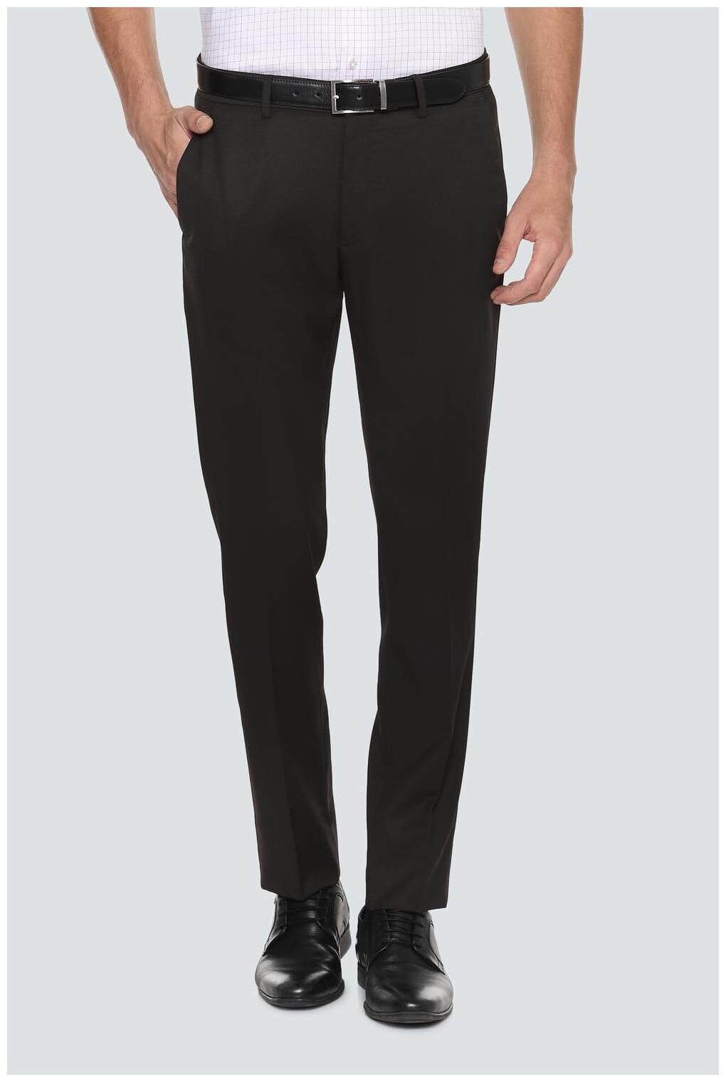 

Louis Philippe Men Textured Slim Fit Formal Trouser - Brown