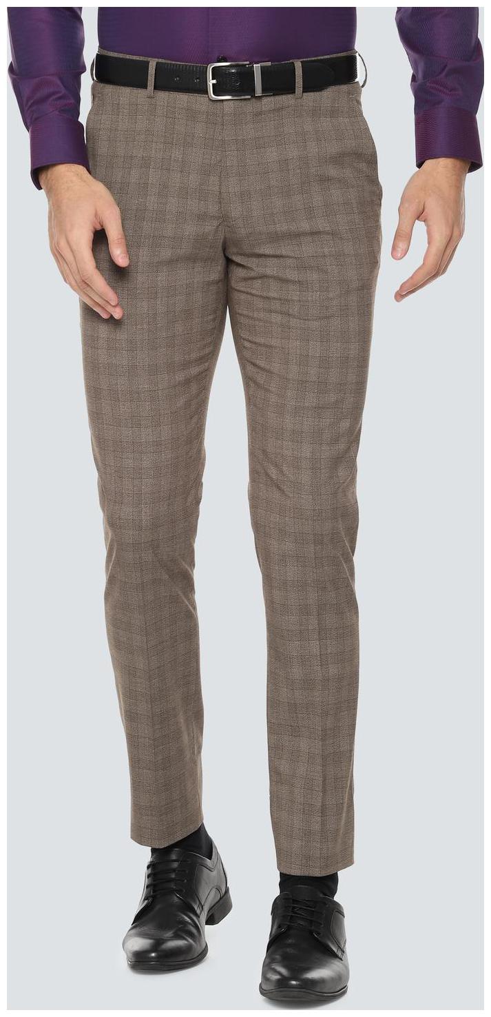 

Louis Philippe Men Checked Skinny Fit Formal Trouser - Brown