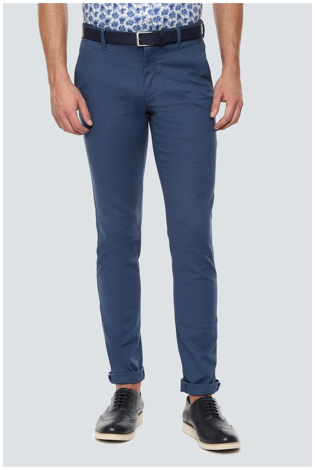 

Louis Philippe Men Blue Textured Slim fit Regular trousers