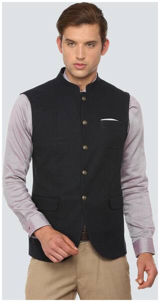 Louis Philippe Men Polyester Slim fit Waistcoat - Blue