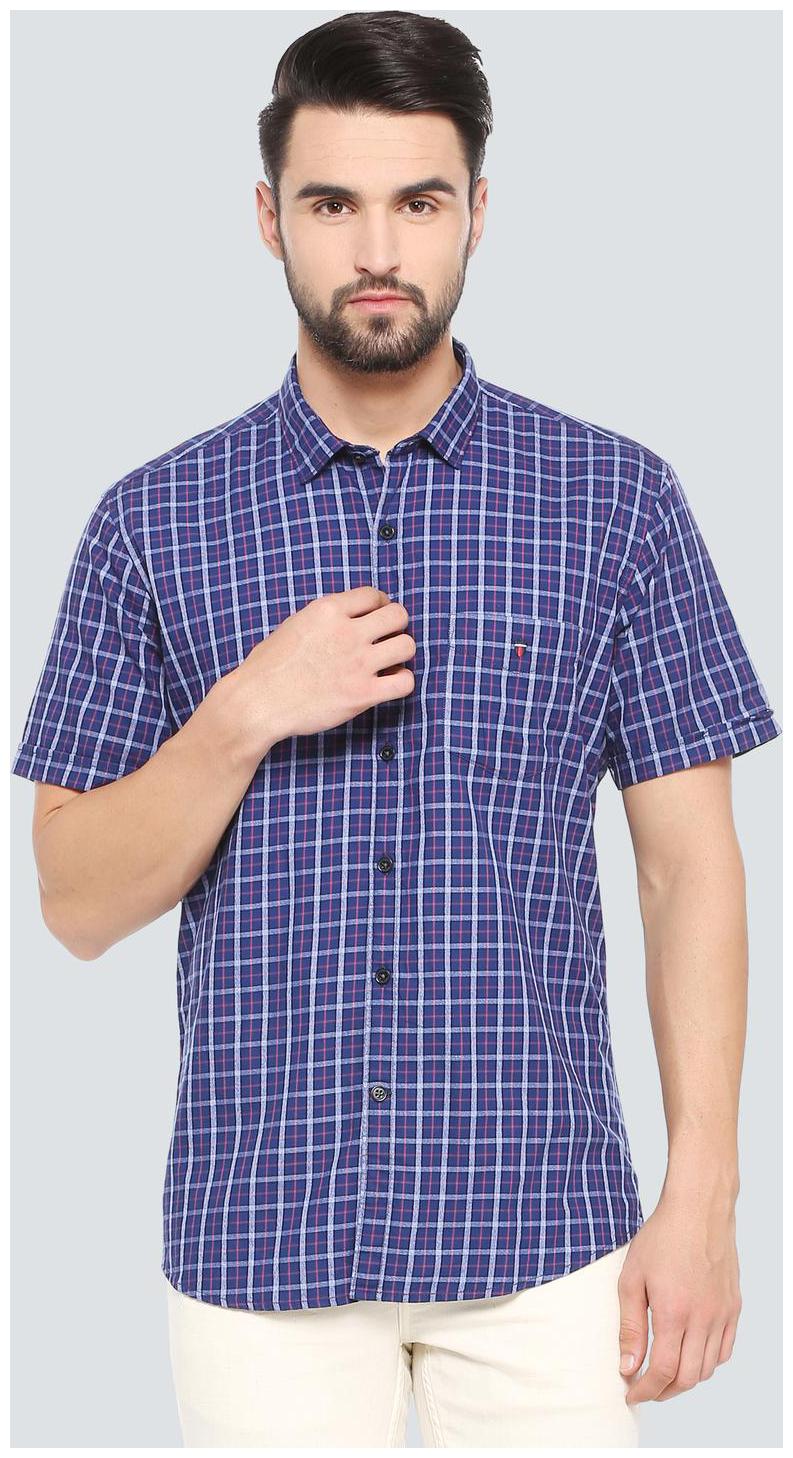 

Louis Philippe Men Blue Checked Slim Fit Casual Shirt