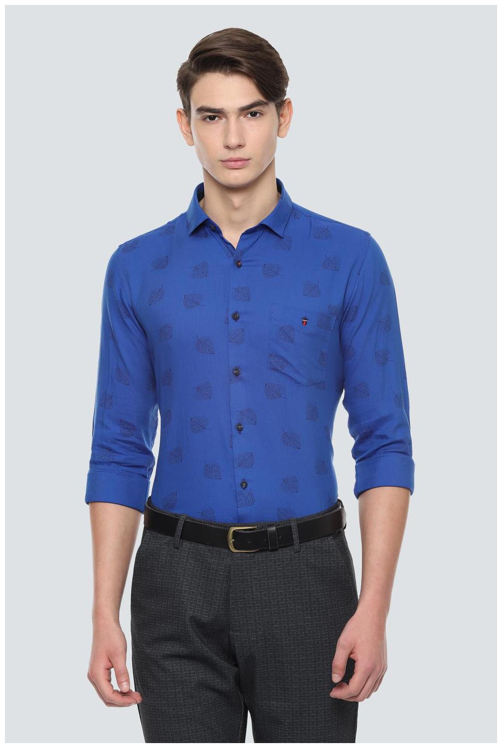 

Louis Philippe Men Blue Printed Super Slim Fit Casual Shirt