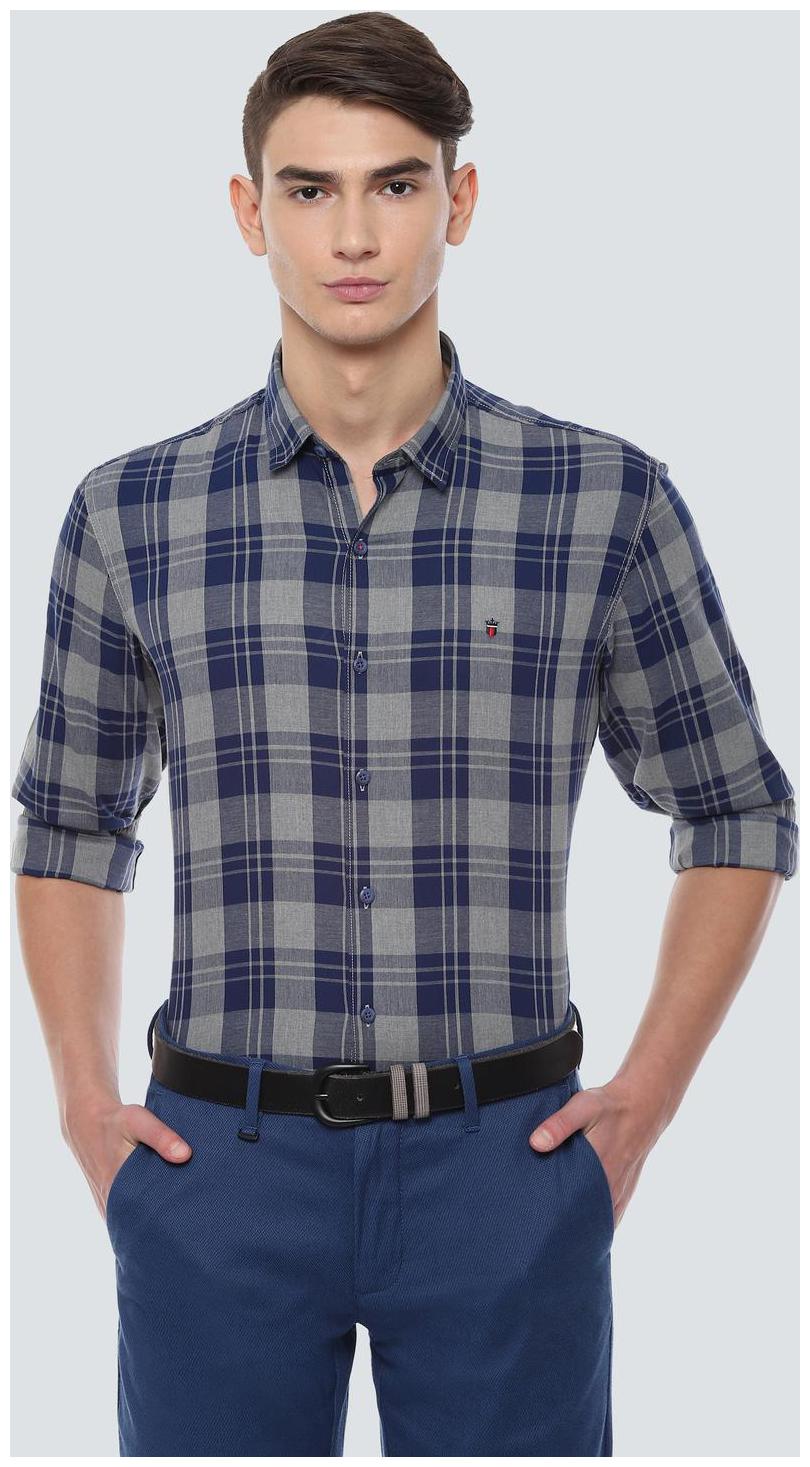 

Louis Philippe Men Grey Checked Slim Fit Casual Shirt