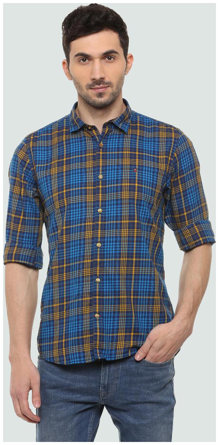 

Louis Philippe Men Blue Checked Slim Fit Casual Shirt