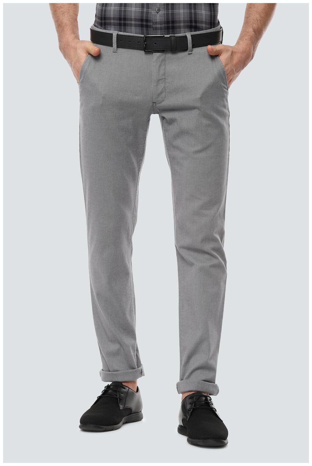 

Louis Philippe Men Grey Textured Slim fit Regular trousers
