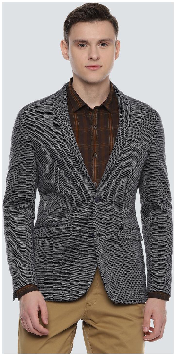 

Louis Philippe Men Grey Textured Super slim fit Single Breasted Blazer