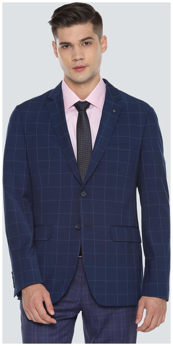 

Louis Philippe Men Blue Checked Slim fit Single Breasted Blazer