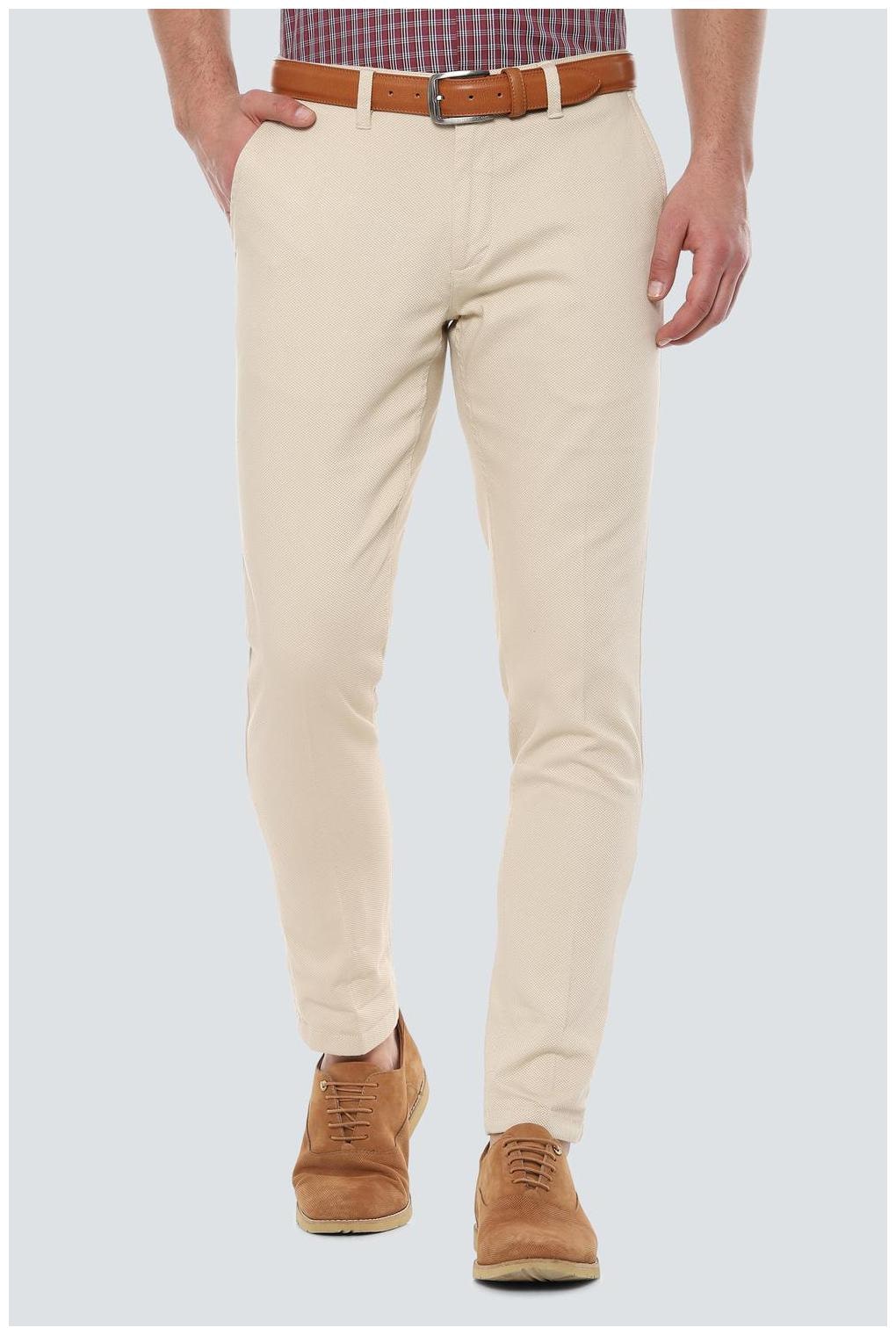 

Louis Philippe Men Beige Solid Slim fit Regular trousers