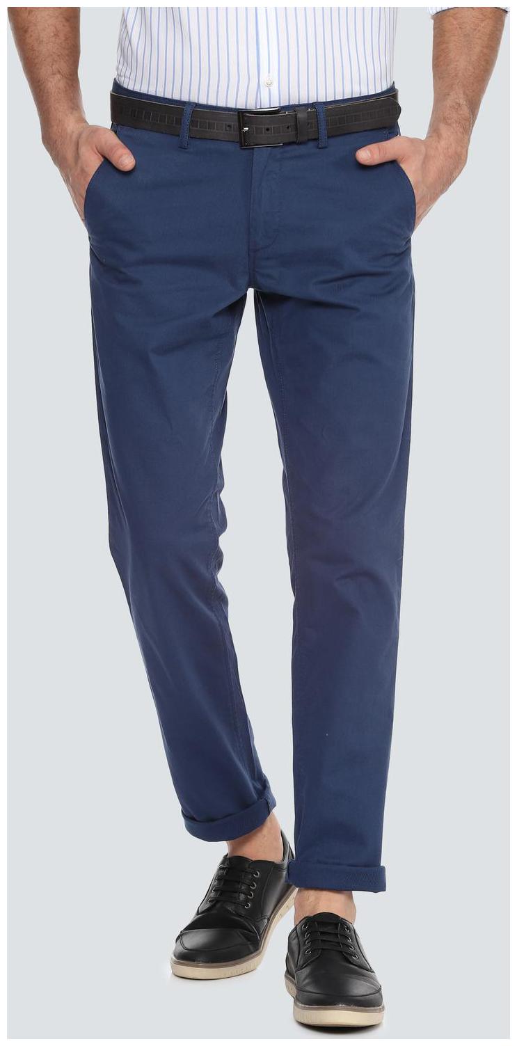 

Louis Philippe Men Blue Textured Slim fit Regular trousers