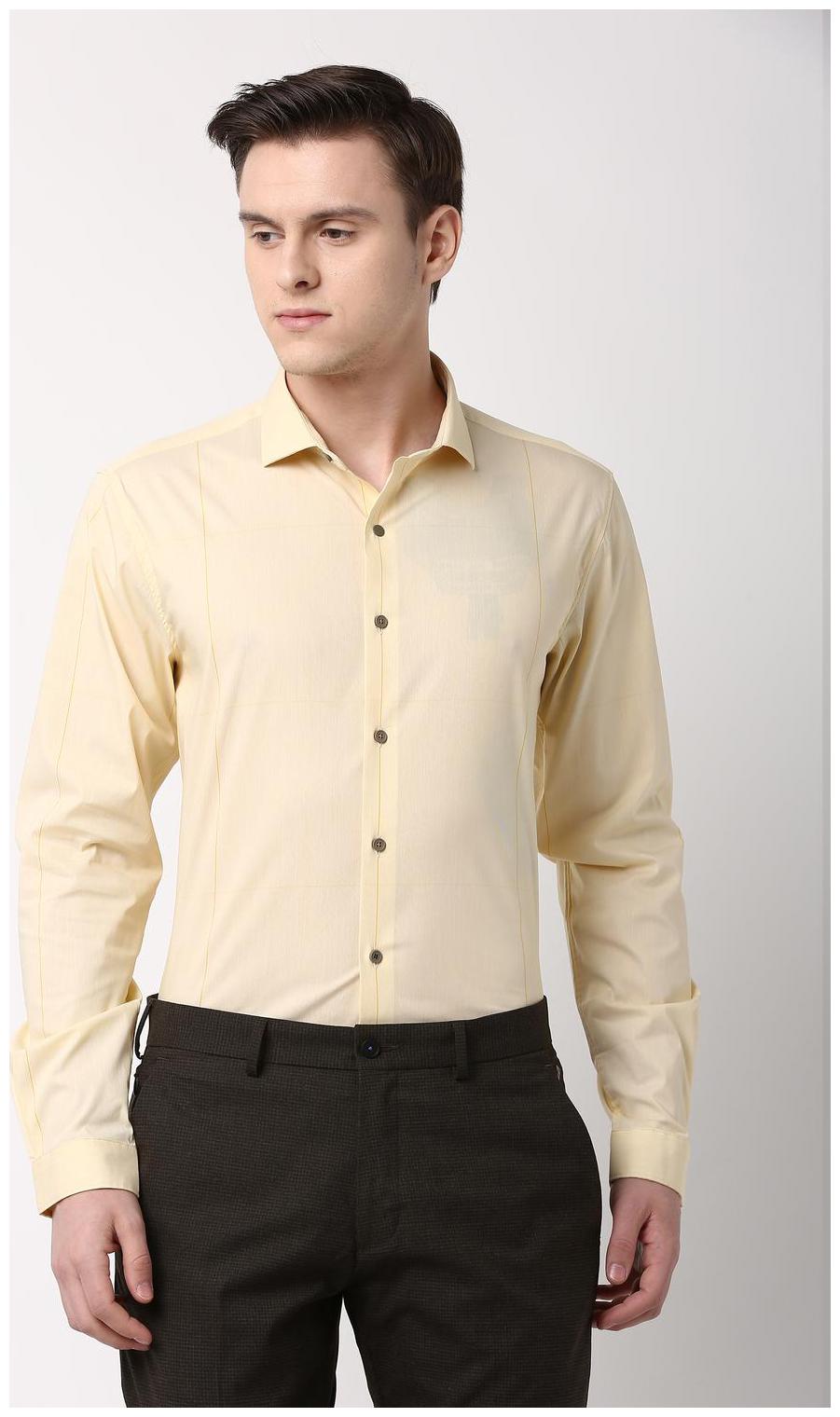 

Louis Philippe Men Yellow Solid Super Slim Fit Casual Shirt