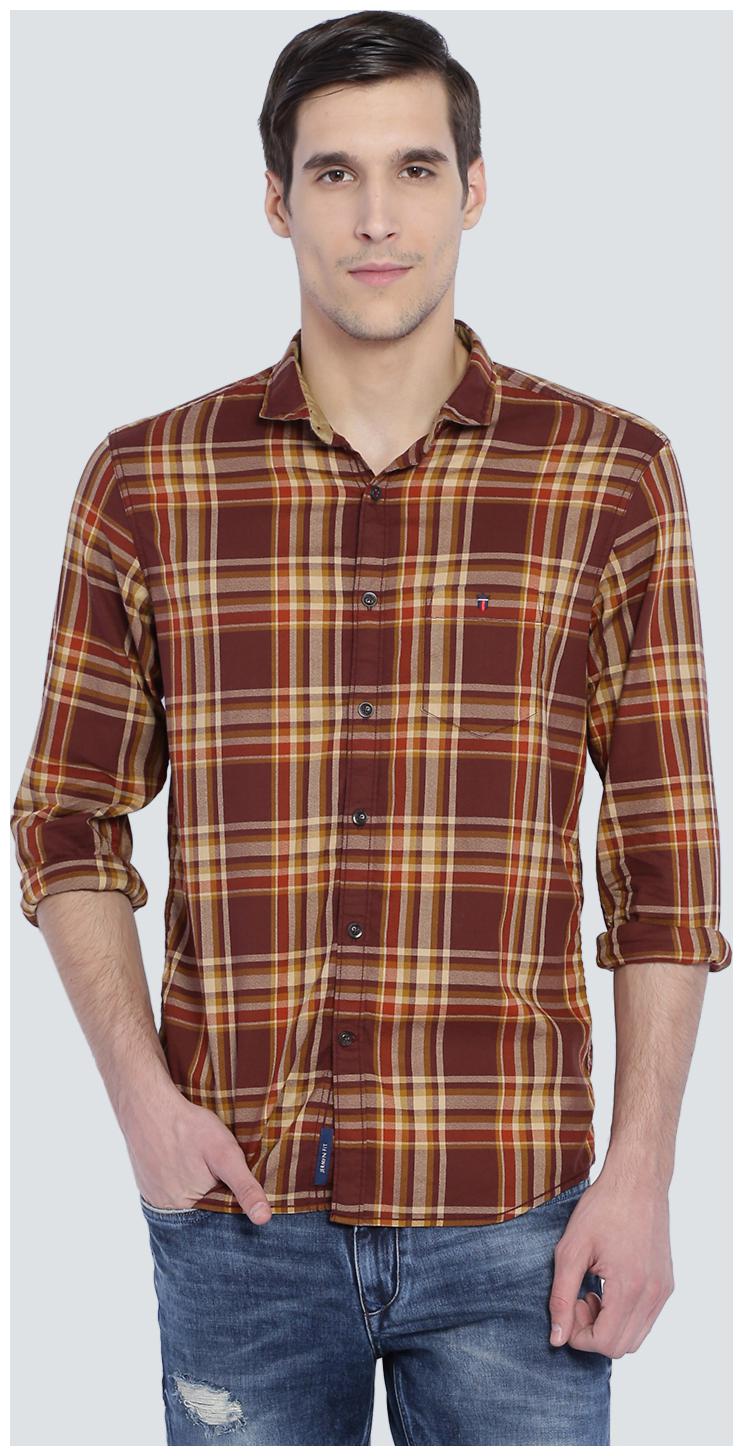

Louis Philippe Men Brown Checked Slim Fit Casual Shirt