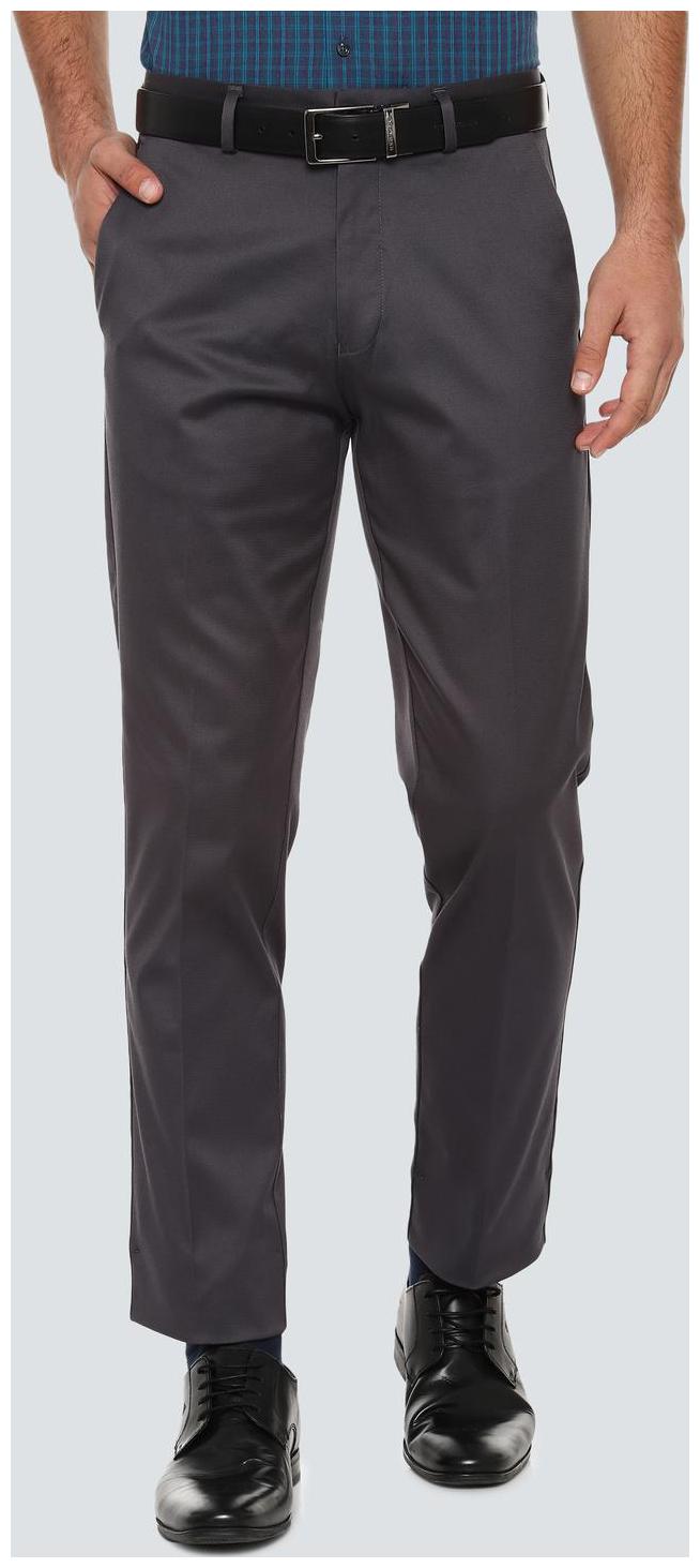 

Louis Philippe Men Textured Regular Fit Formal Trouser - Grey