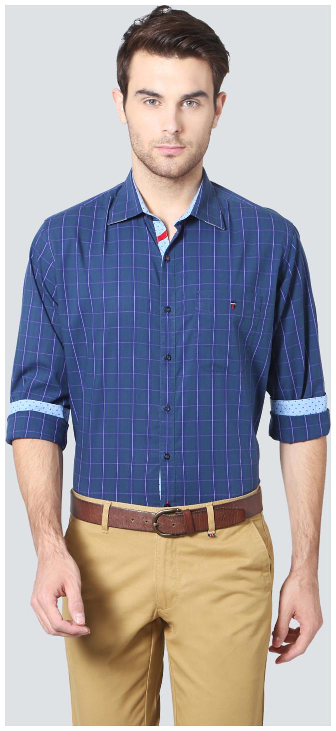 

Louis Philippe Men Blue Checked Slim Fit Casual Shirt
