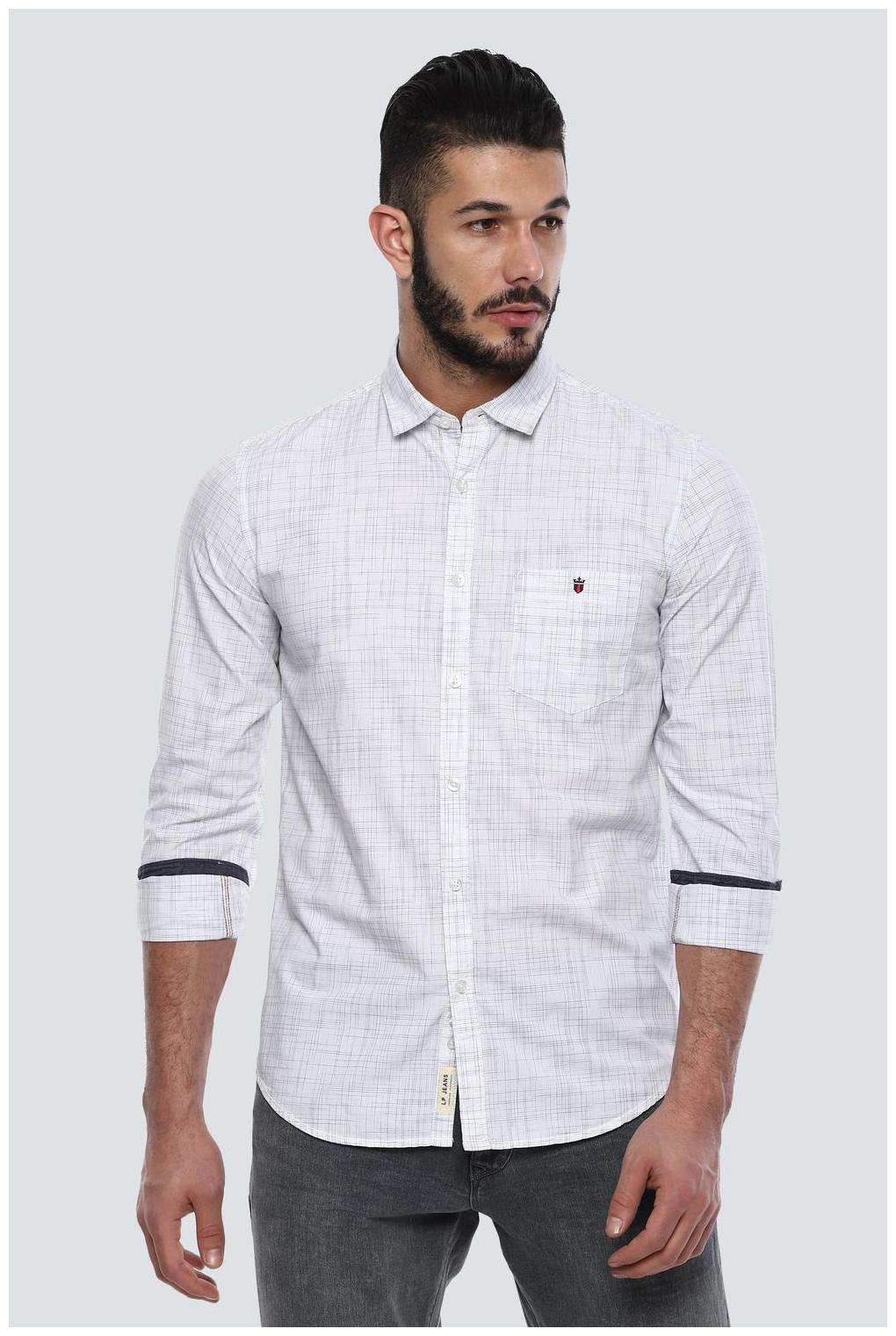 

Louis Philippe Men White Checked Super Slim Fit Casual Shirt