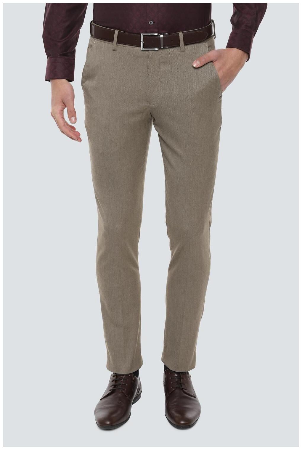 

Louis Philippe Men Textured Slim Fit Formal Trouser - Beige