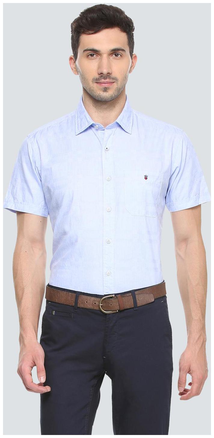 

Louis Philippe Men Blue Weaved Slim Fit Casual Shirt