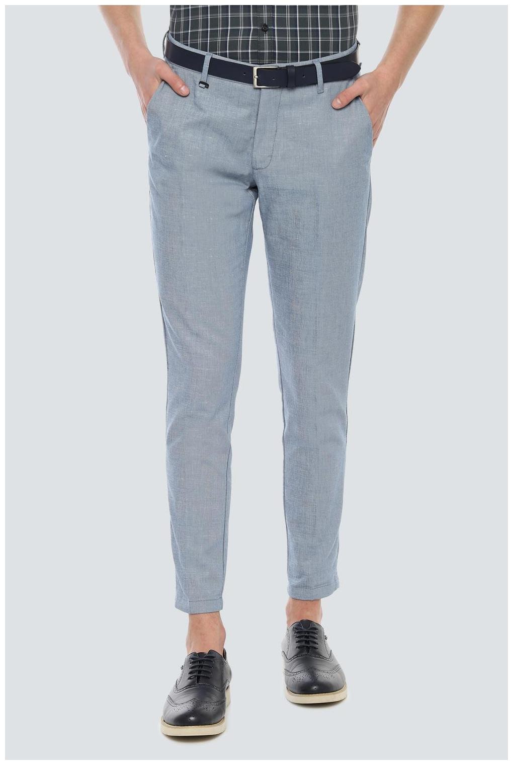 

Louis Philippe Men Blue Textured Slim fit Regular trousers