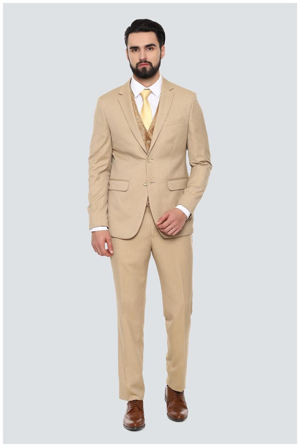 

Louis Philippe Beige Three Piece Suit