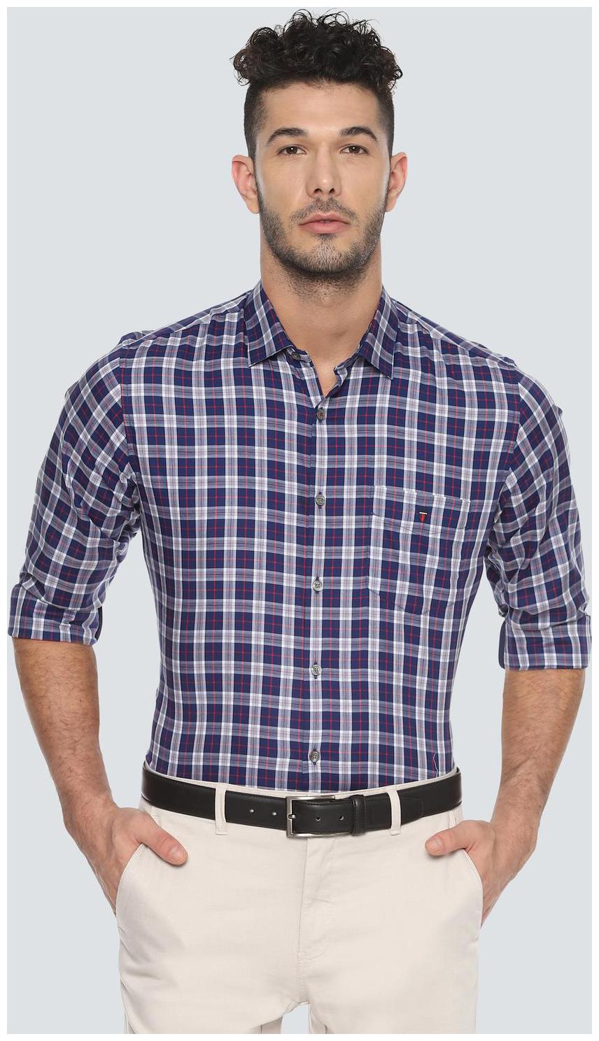 

Louis Philippe Men Blue Checked Slim Fit Casual Shirt