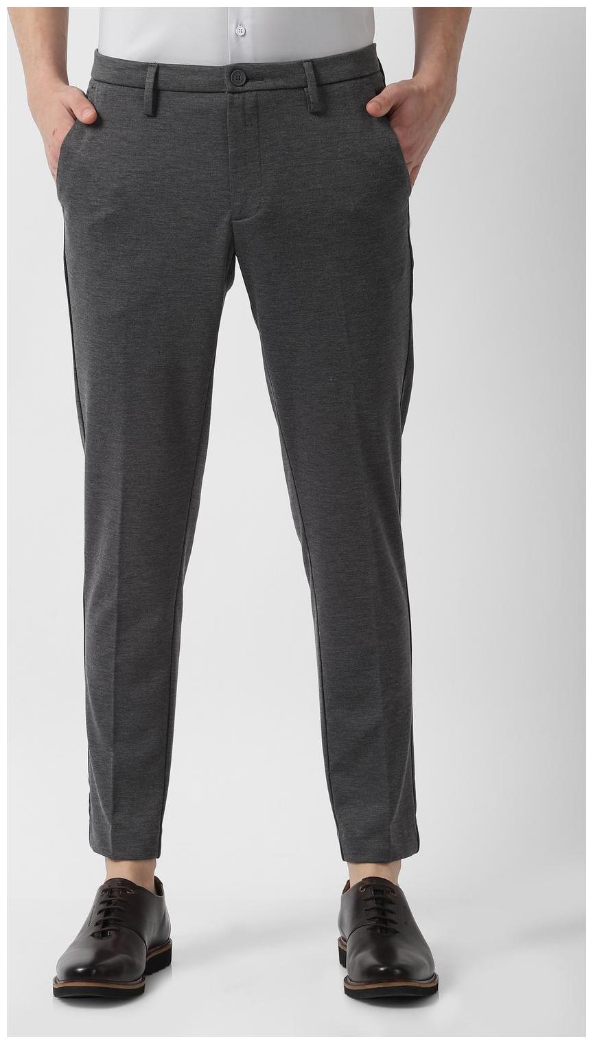 

Louis Philippe Men Grey Textured Slim fit Regular trousers