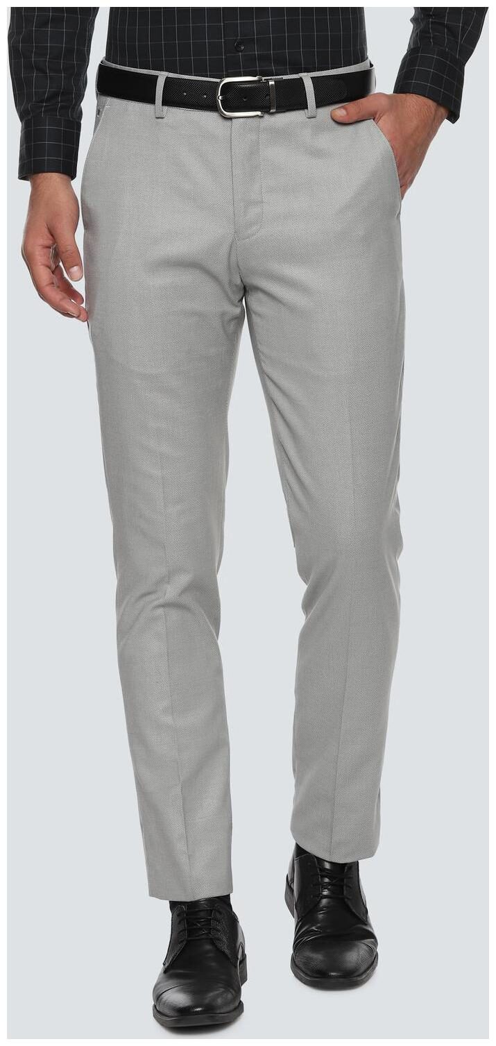 

Louis Philippe Men Textured Slim Fit Formal Trouser - Grey