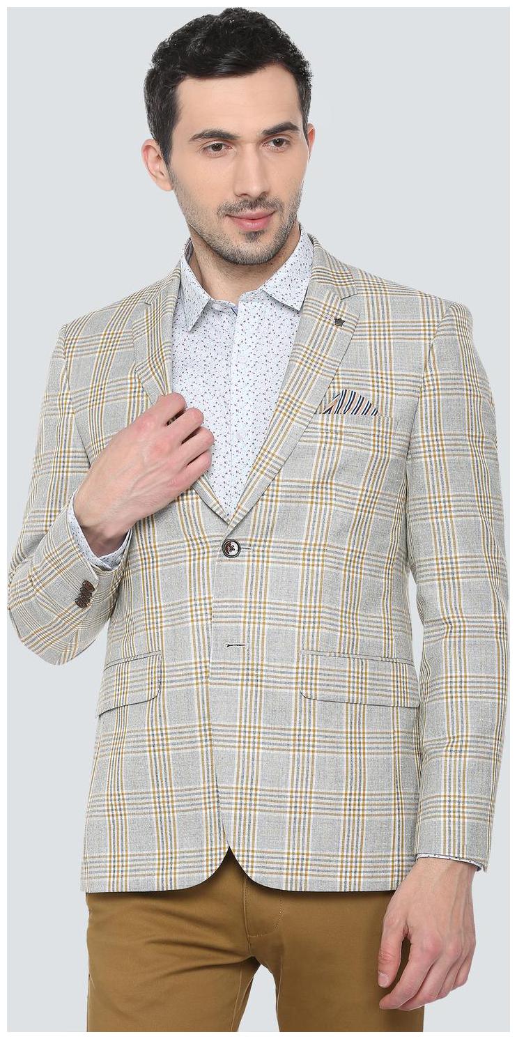 

Louis Philippe Men Grey Checked Slim fit Single Breasted Blazer