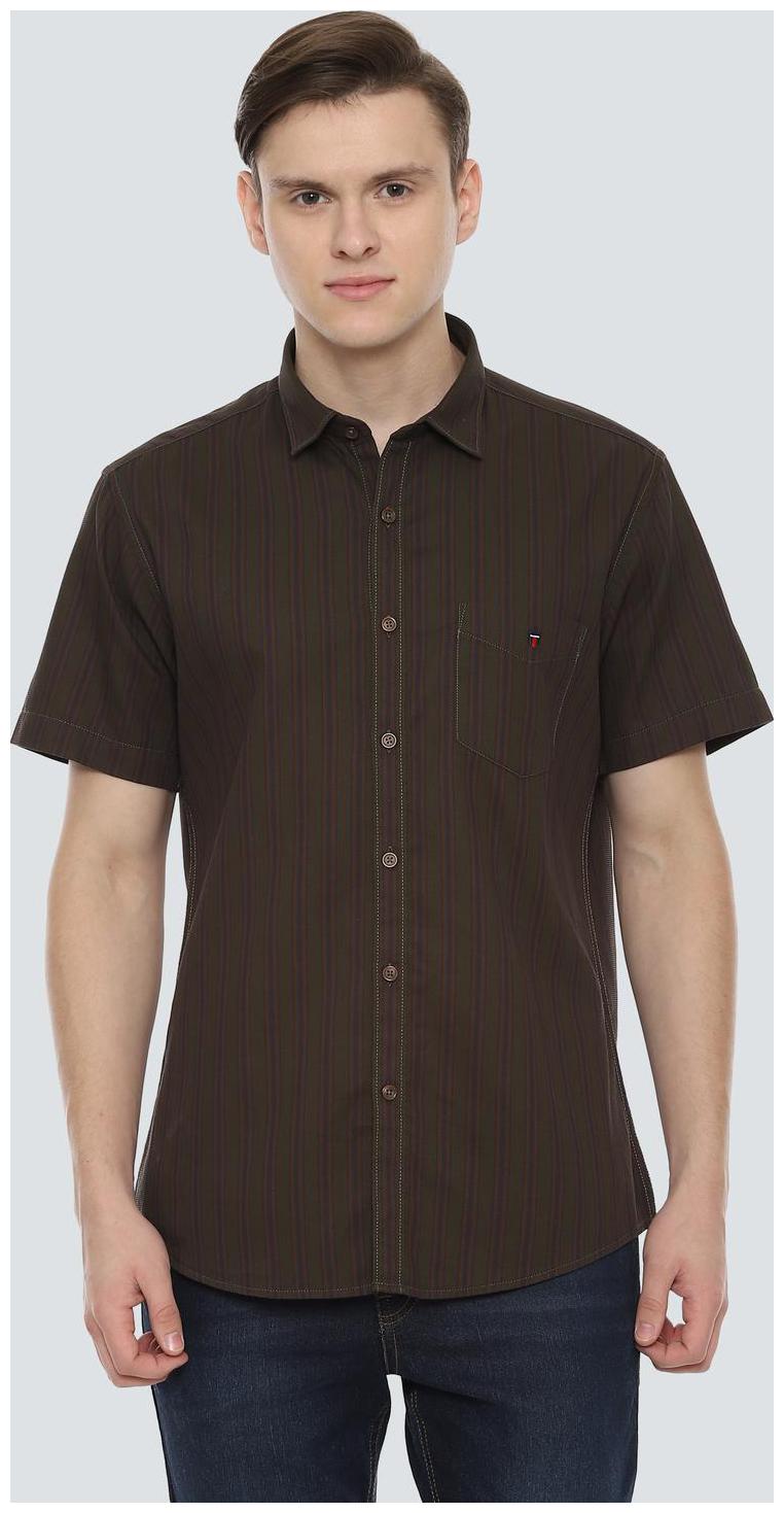 

Louis Philippe Men Green Vertical Stripes Slim Fit Casual Shirt