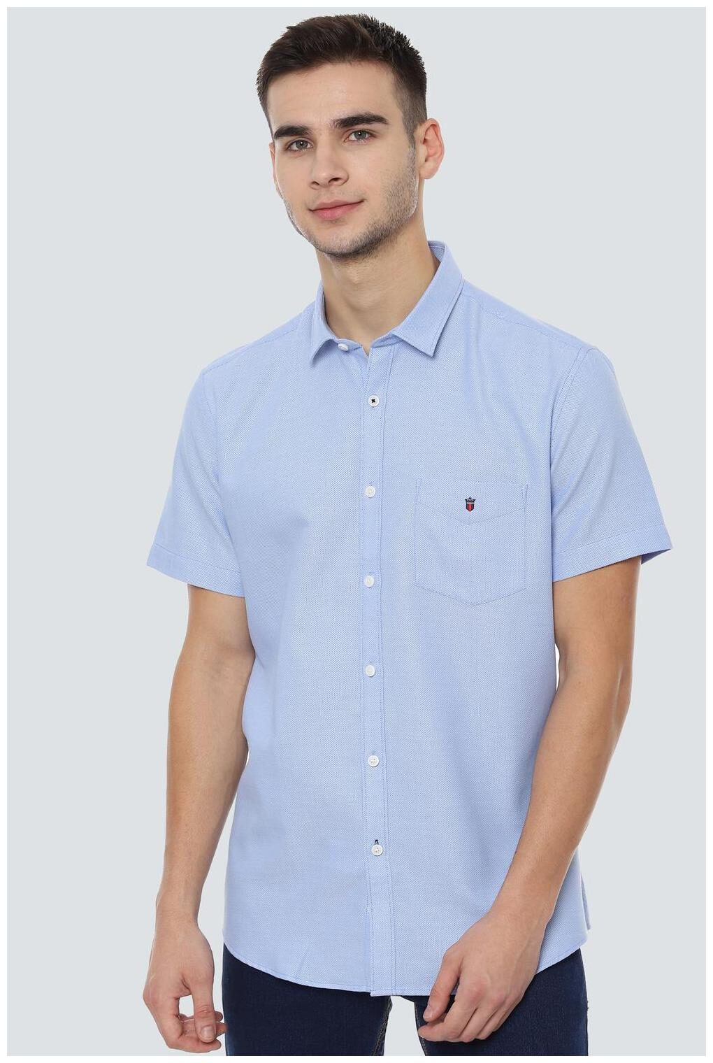 

Louis Philippe Men Blue Textured Slim Fit Casual Shirt