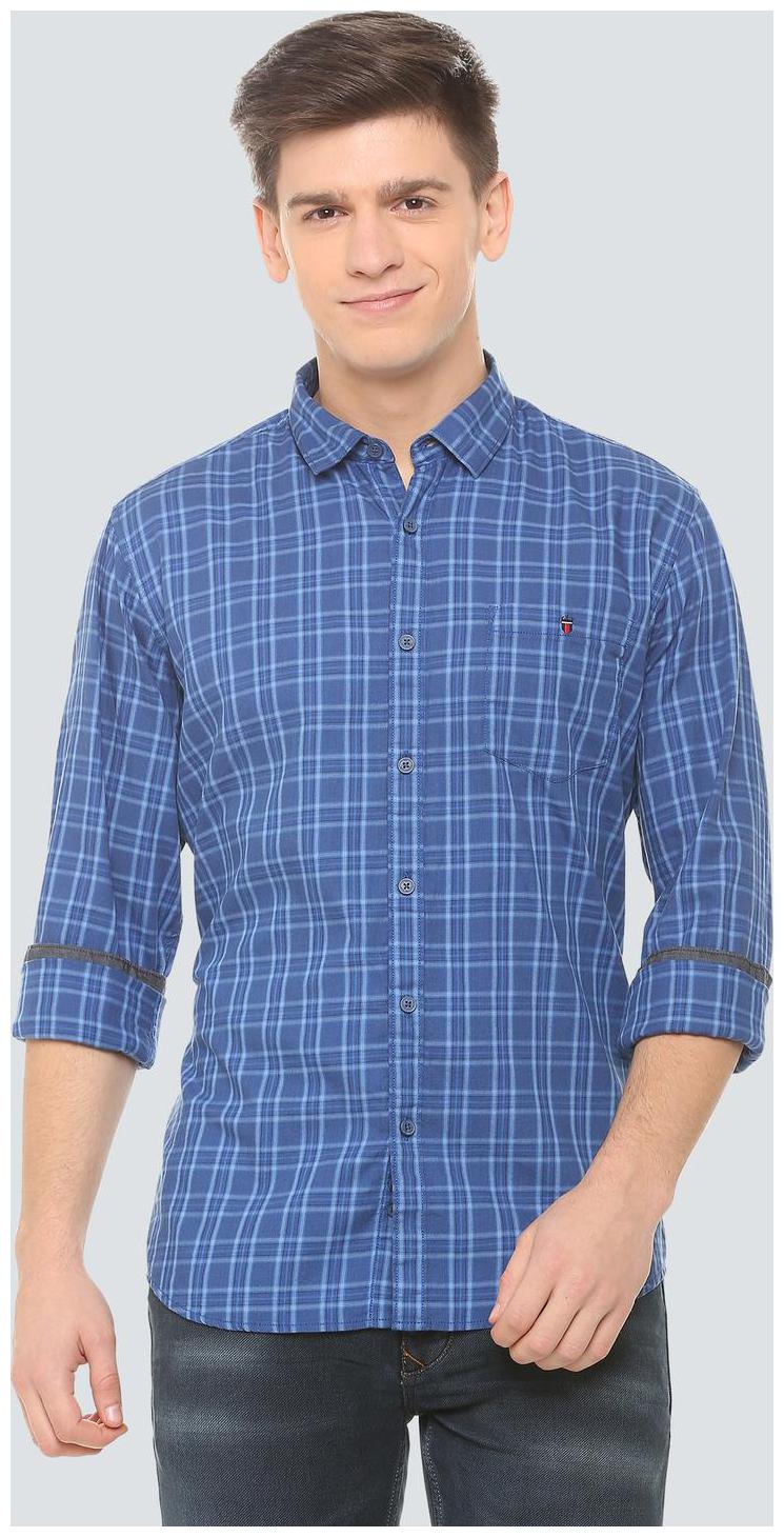 

Louis Philippe Men Blue Checked Slim Fit Casual Shirt