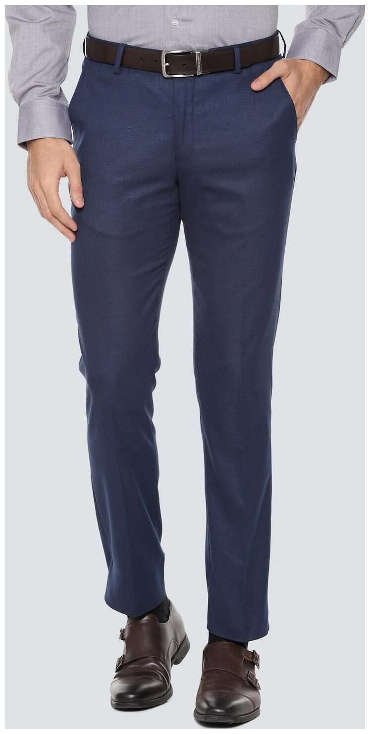 

Louis Philippe Men Textured Slim Fit Formal Trouser - Blue