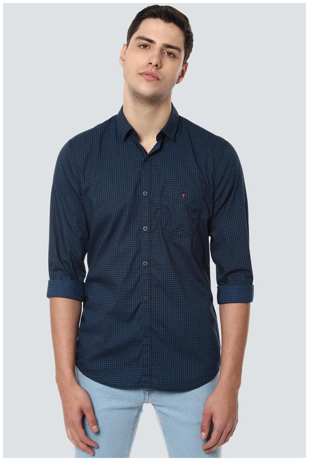 

Louis Philippe Men Blue Printed Slim Fit Casual Shirt