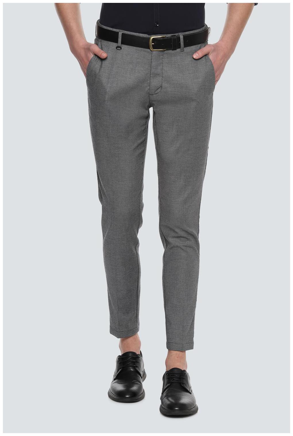 

Louis Philippe Men Grey Textured Slim fit Regular trousers