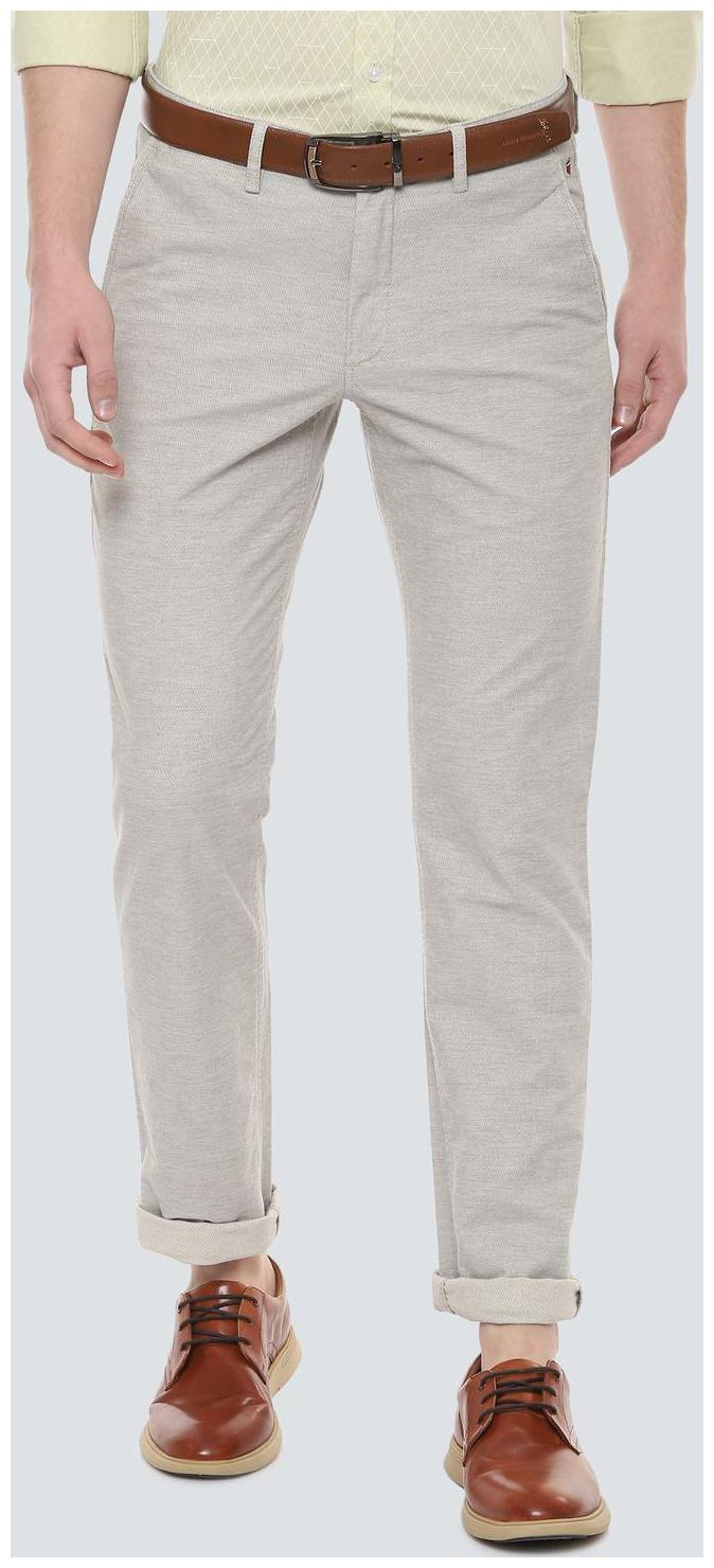 

Louis Philippe Men Grey Textured Slim fit Regular trousers