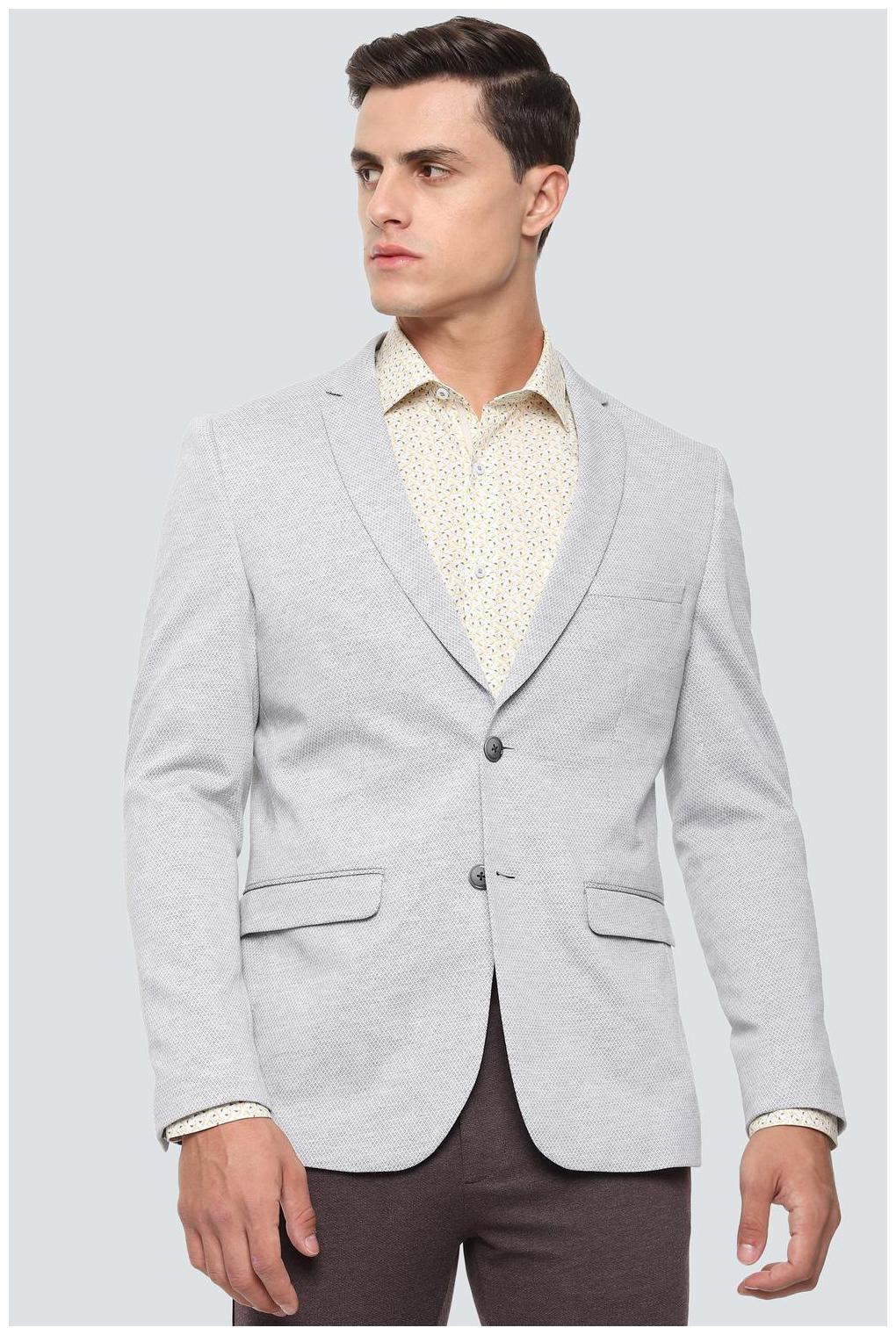 

Louis Philippe Men Grey Textured Super slim fit Single Breasted Blazer