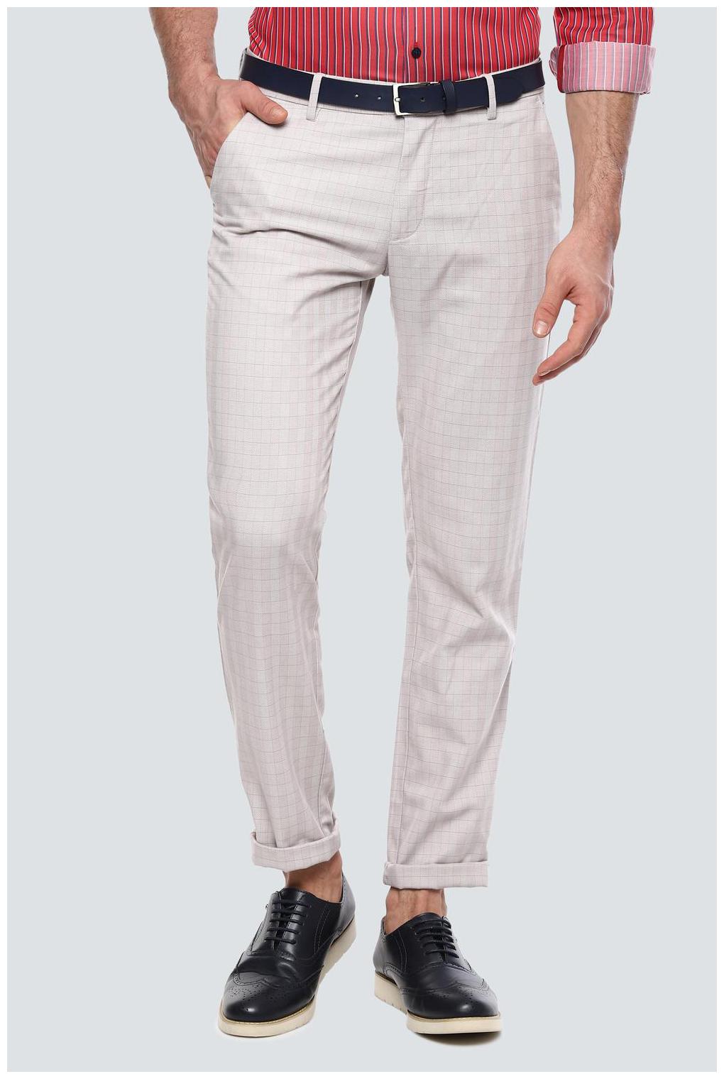 

Louis Philippe Men Beige Checked Slim fit Regular trousers