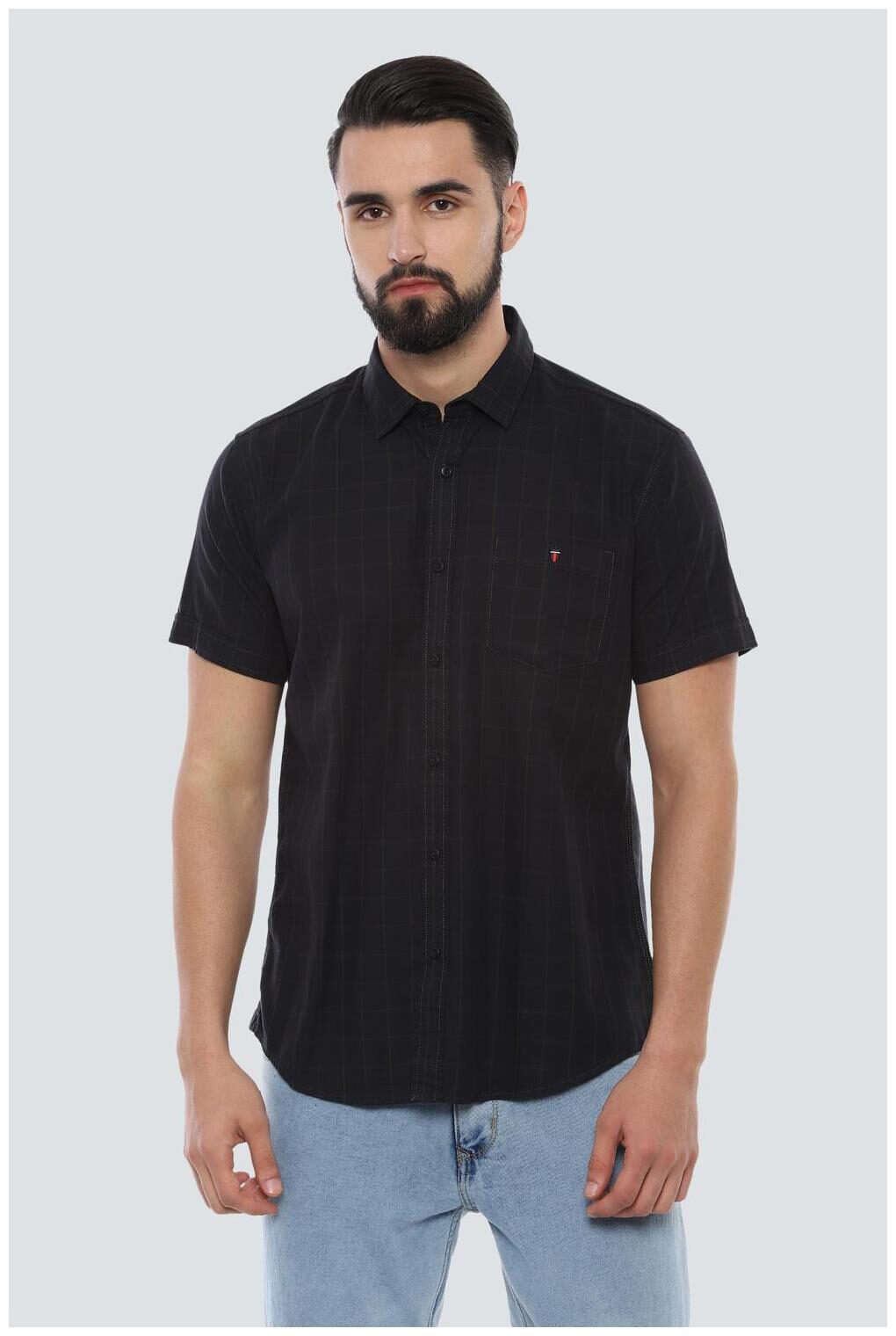 

Louis Philippe Men Blue Checked Slim Fit Casual Shirt