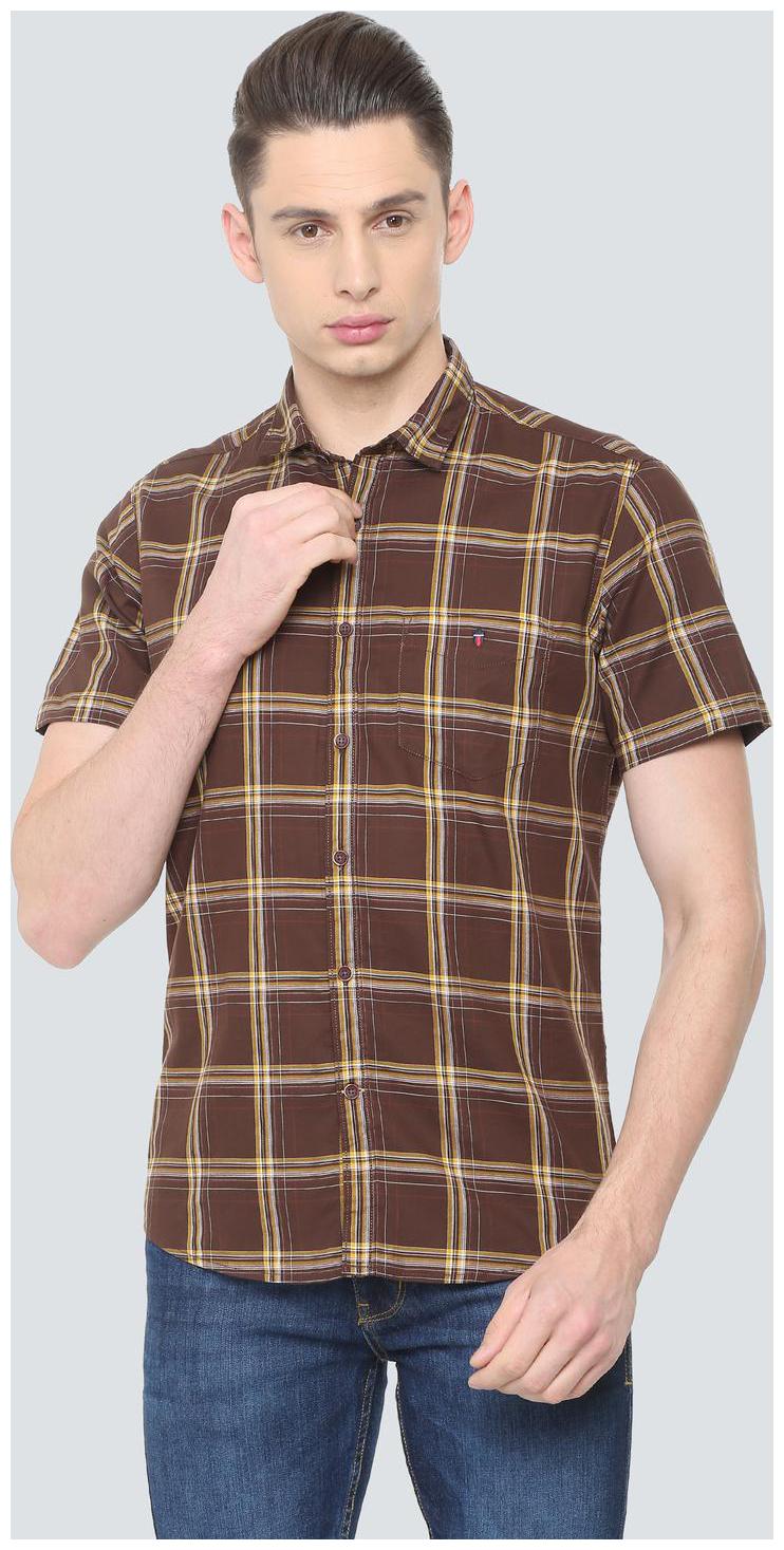 

Louis Philippe Men Brown Checked Slim Fit Casual Shirt