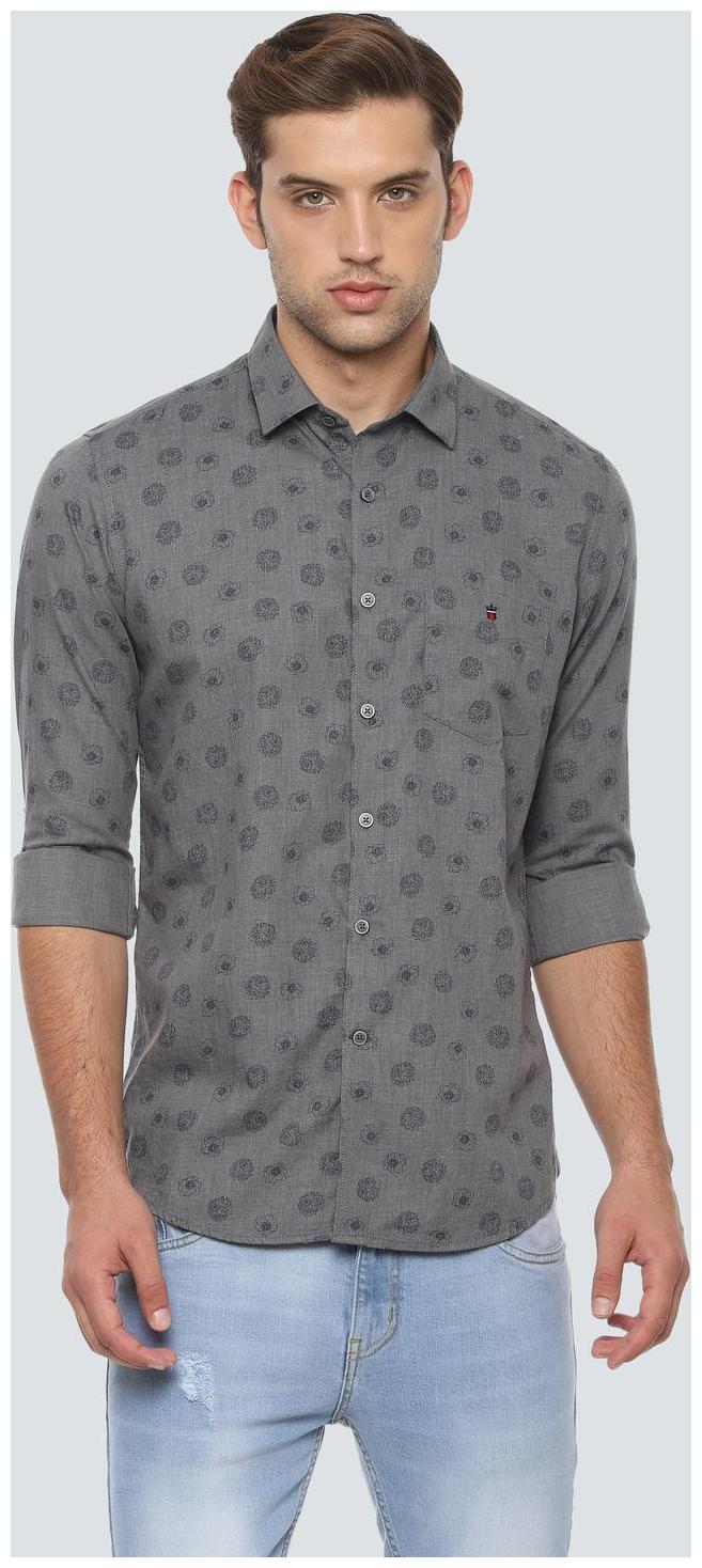 

Louis Philippe Men Grey Printed Super Slim Fit Casual Shirt